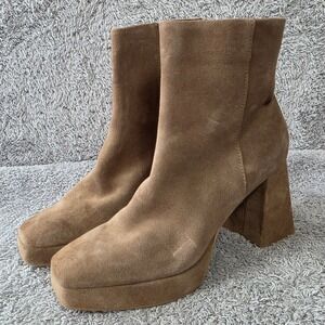 Dolce Vita Suede Leather Platform Taupe Ankle Boots Square Toe Women's 9M NEW